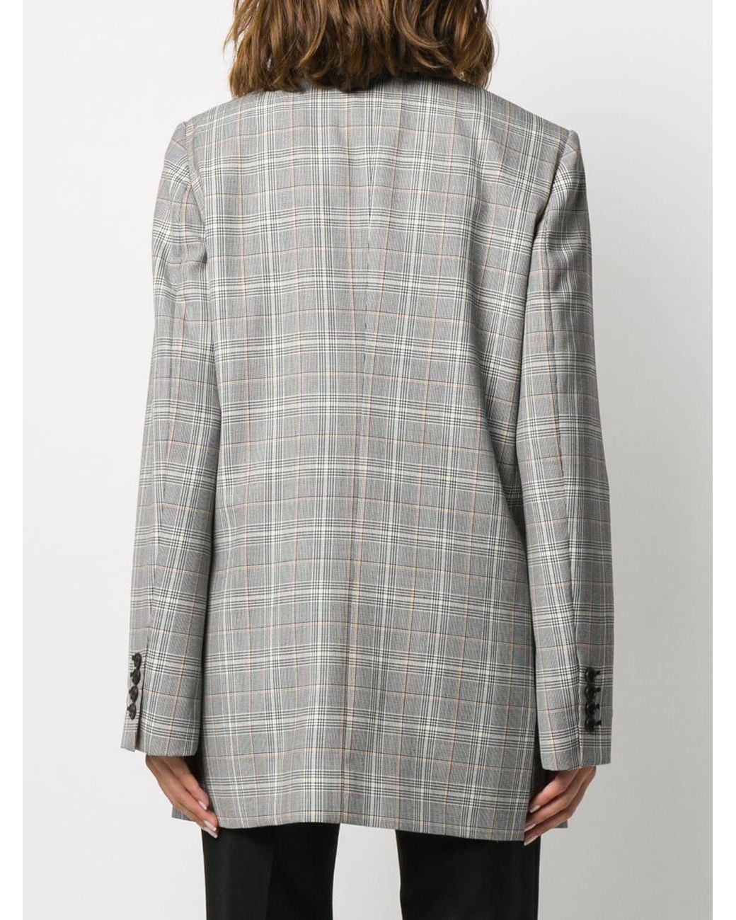 Givenchy Gray Check-Pattern Double-Breasted Blazer