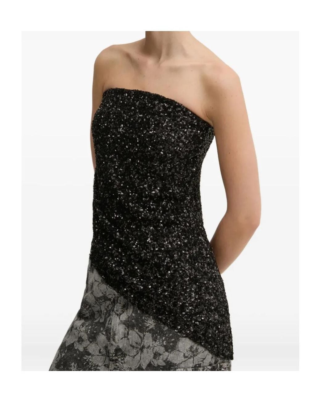 Aniye By Black Sequin-Embellished Asymmetric Top