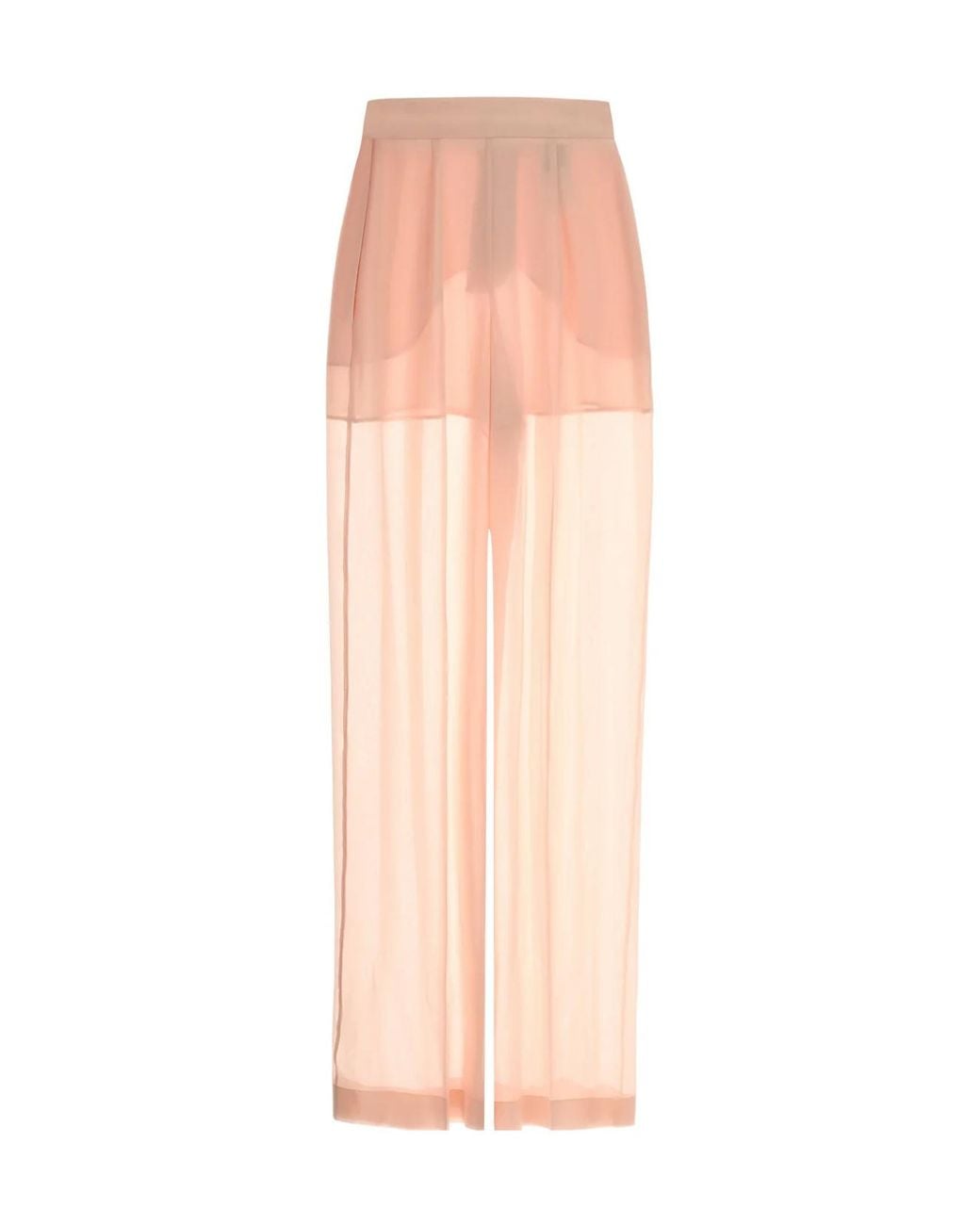 Alberta Ferretti Pink Semi-Sheer Georgette Pants