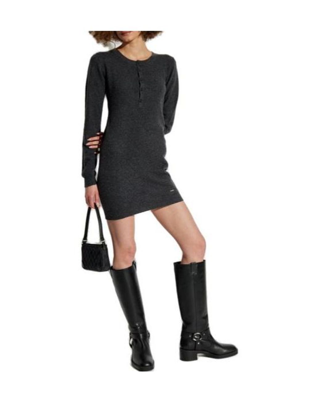 DSquared² Black Long-Sleeved Knitted Dress
