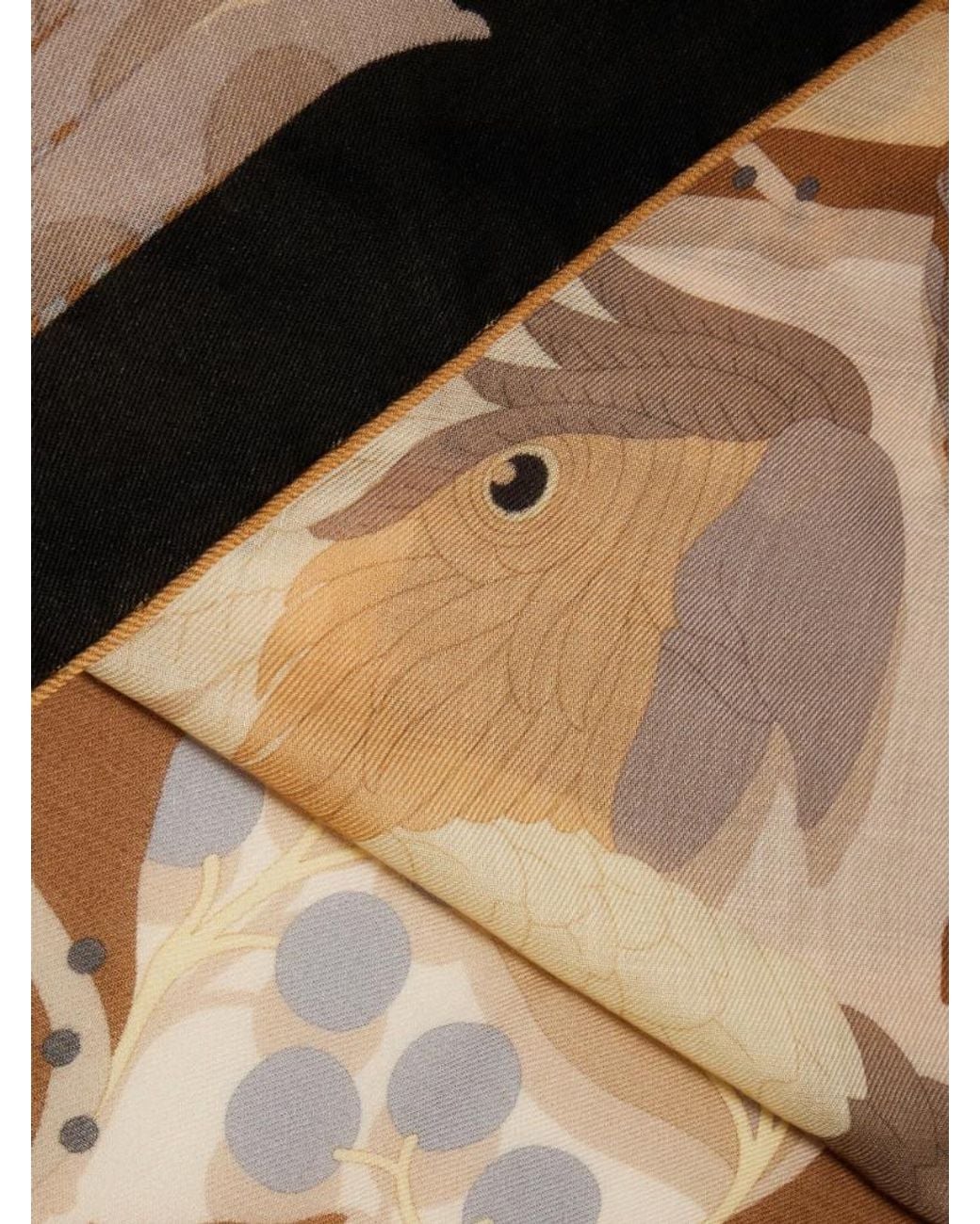 Ferragamo Metallic Parrots Print Cashmere Shawl