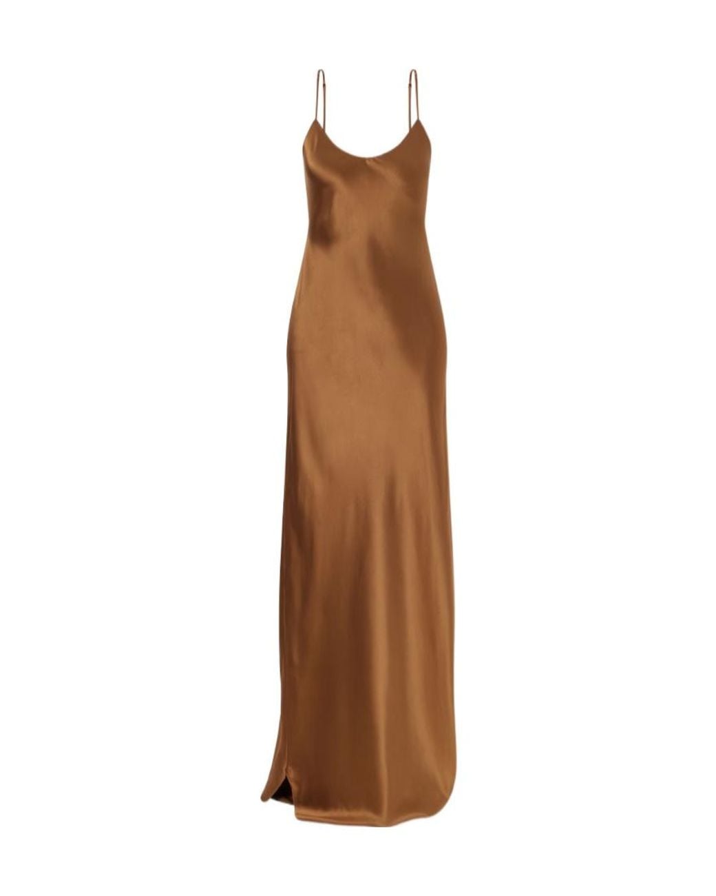 Nili Lotan Brown Cami Silk-Satin Gown