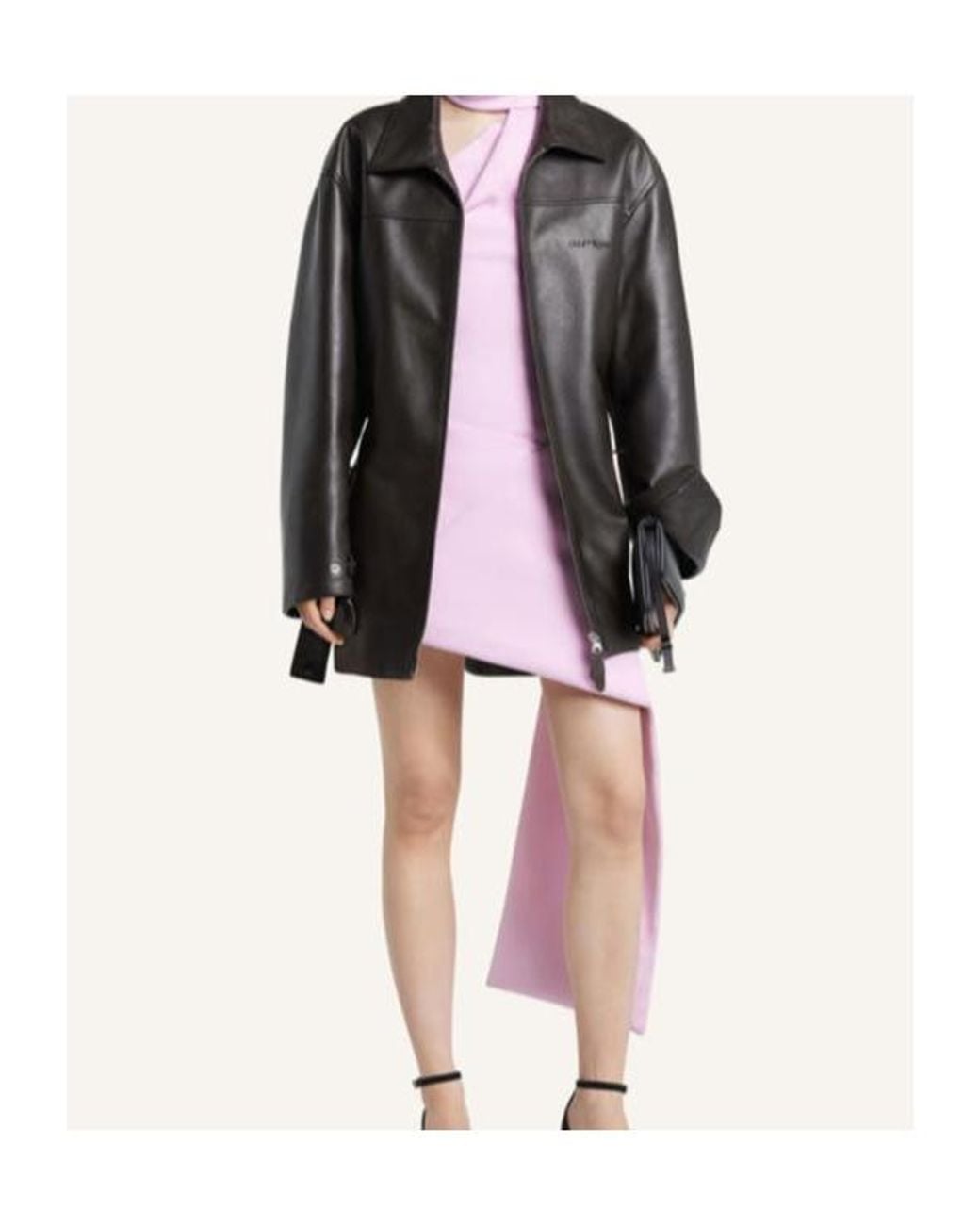 Courreges Black Oversized Leather Jacket