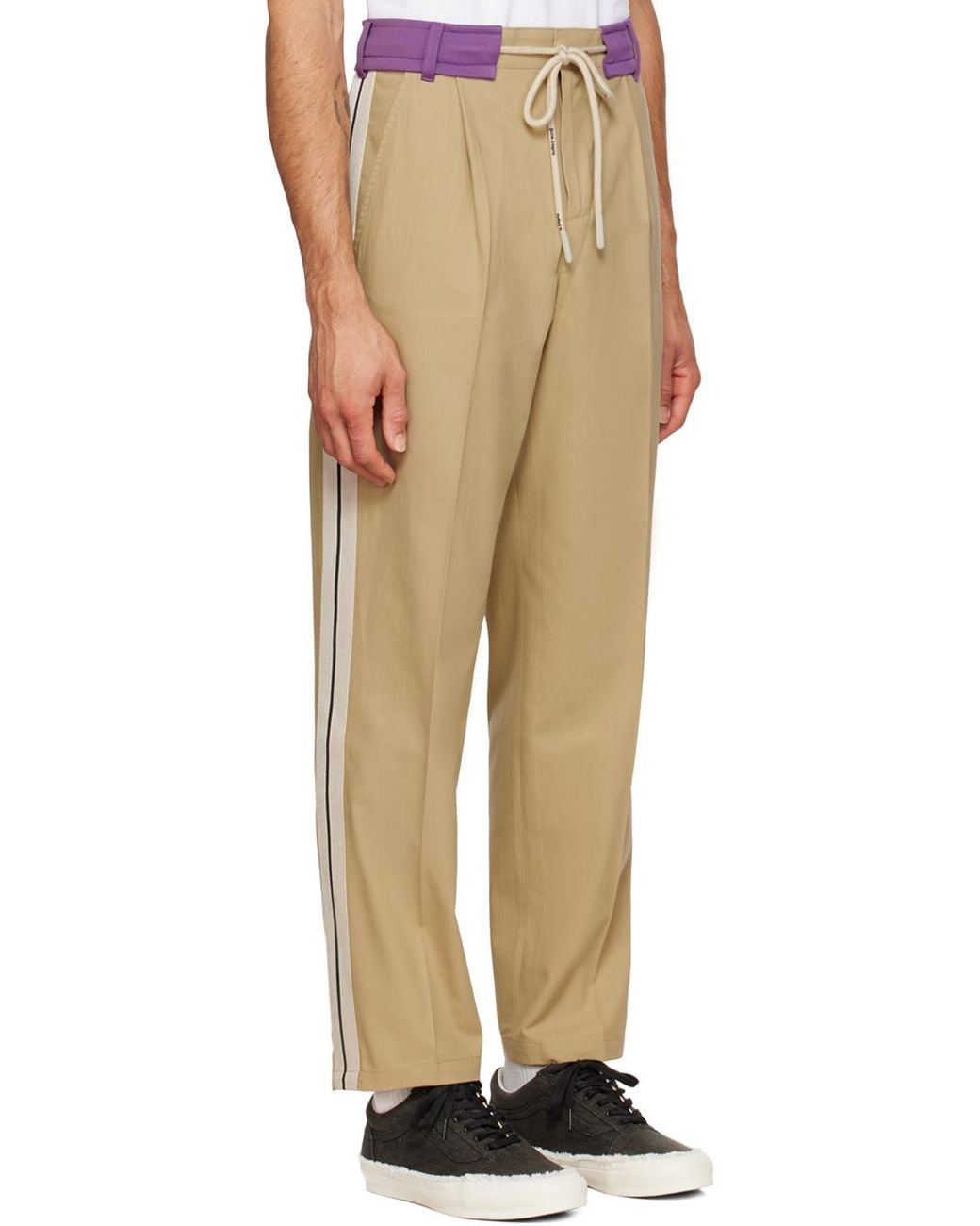 Palm Angels Natural Logo Drawstring Track Pants for men