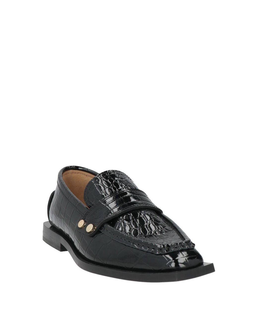 Ganni Black Crocodile-Print Loafers