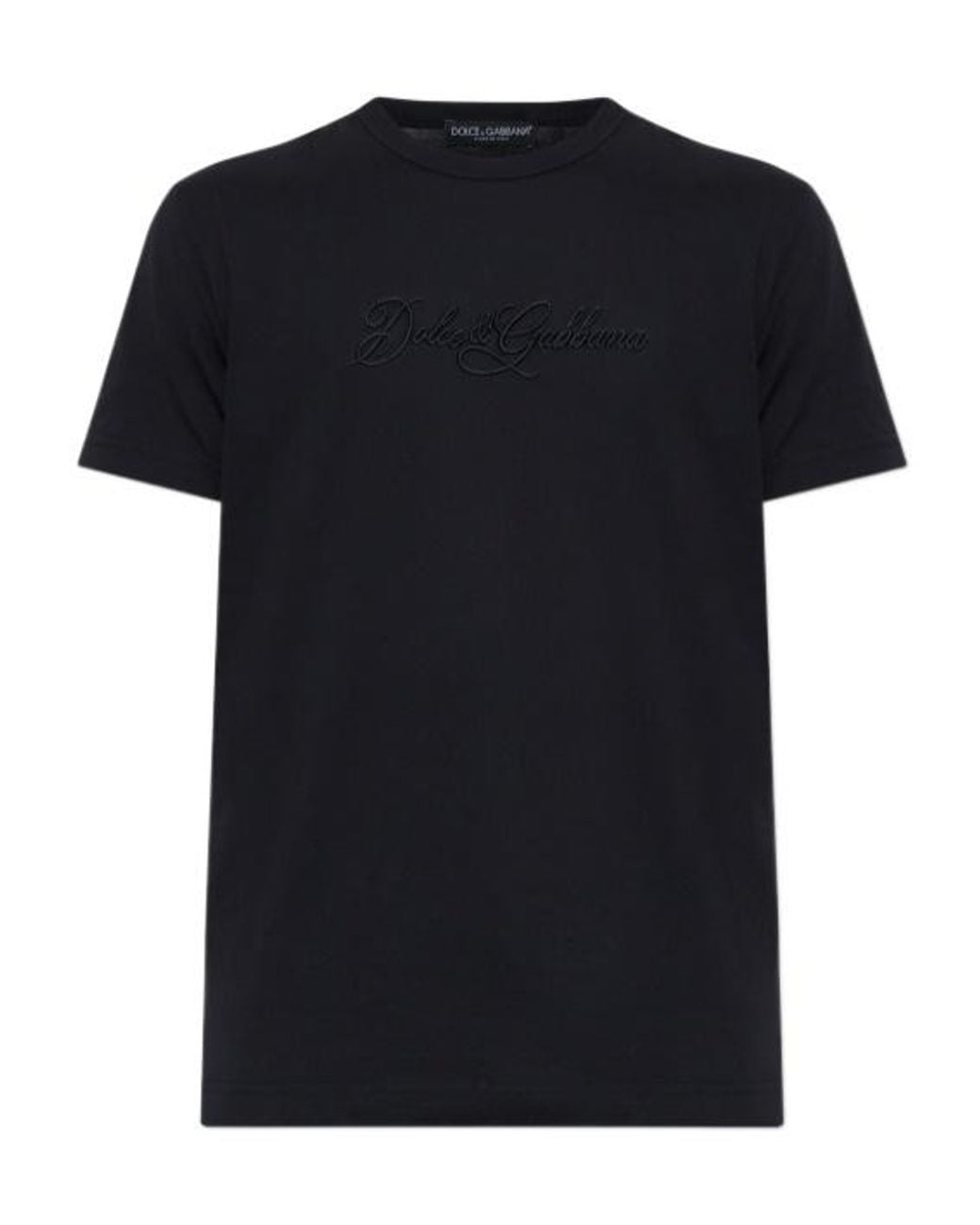 Dolce & Gabbana Black Embroidered Logo T-Shirt for men