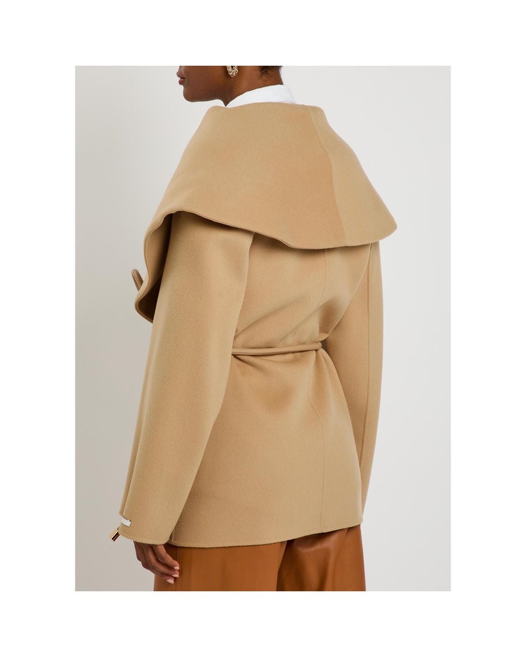 Sportmax Natural Wool Belted Oversized-Fit Overcoat