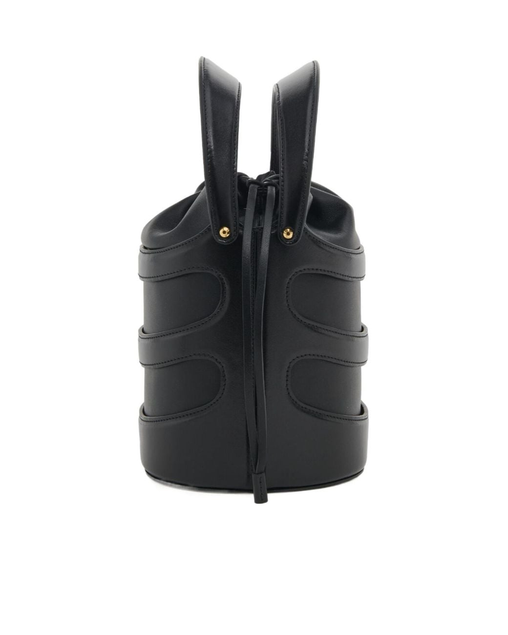 McQueen Black Logo Printed Drawstring Bucket Bag