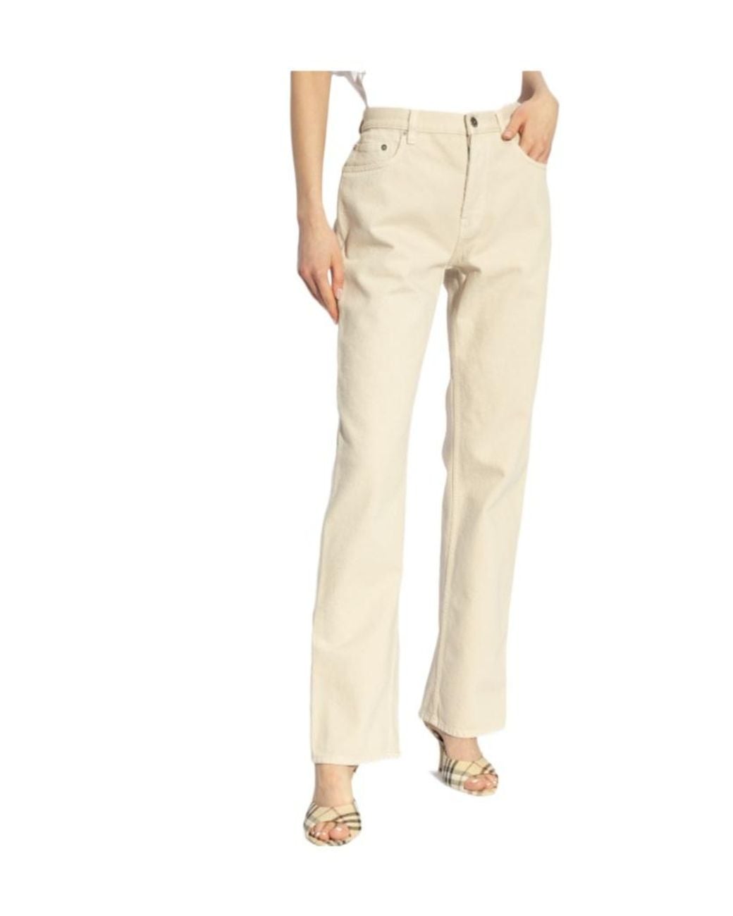 Burberry Natural Logo Patch Straight-Leg Trousers