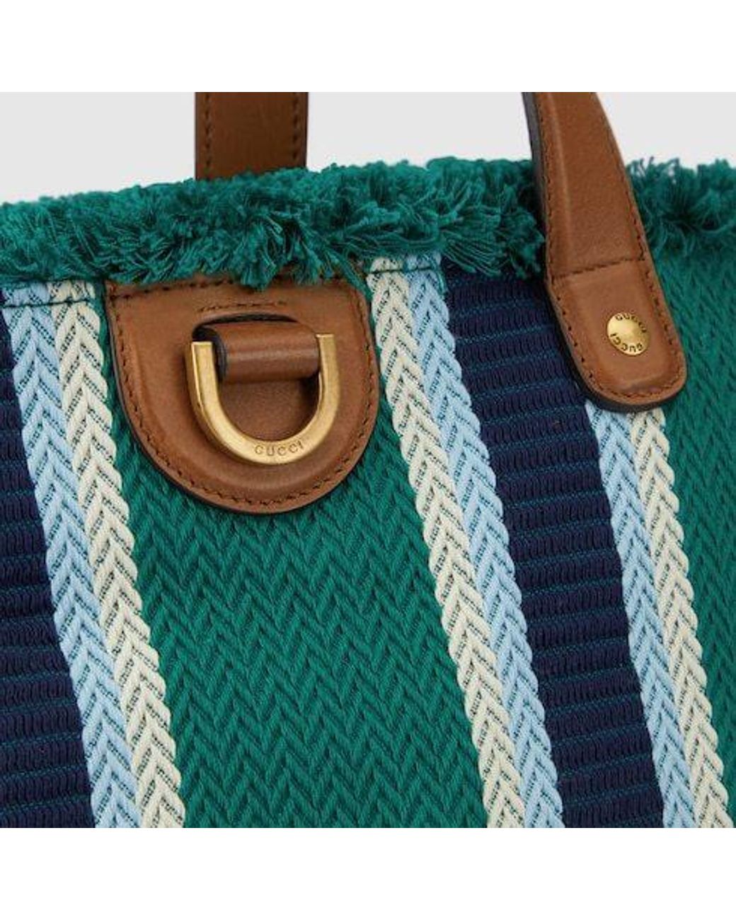 Gucci Green Medium Embroidered Canvas Tote Bag for men