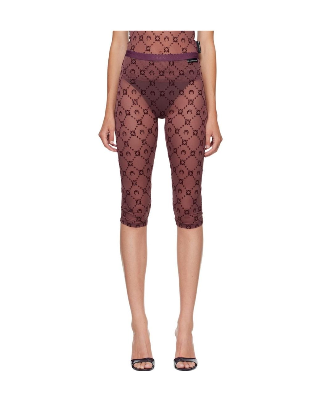 MARINE SERRE Red Cropped Leggings