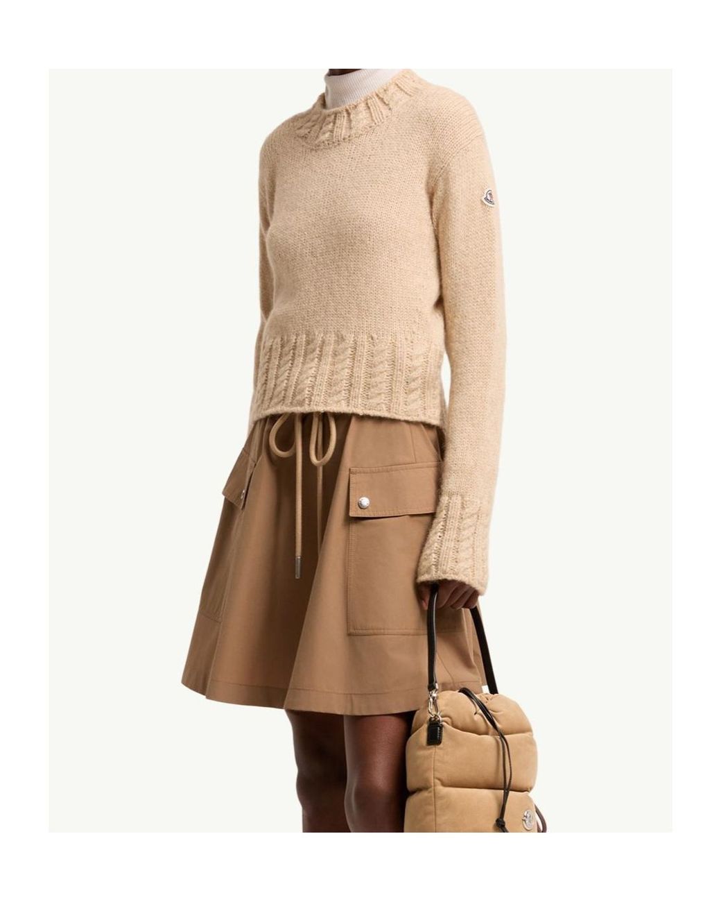 Moncler Natural Ribbed Mock-Neck Knitted Sweater