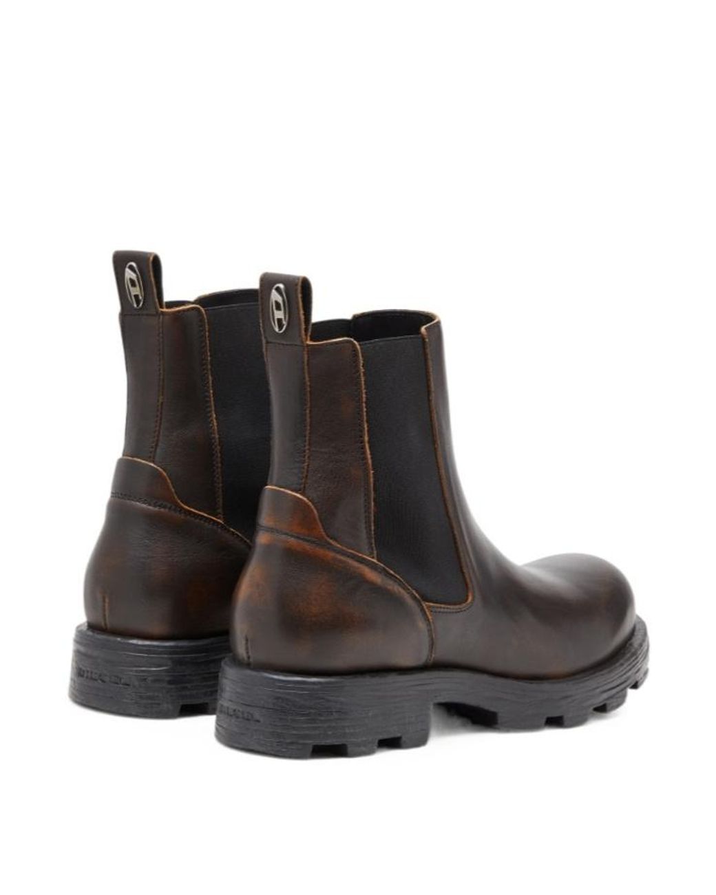 DIESEL Brown D-Hammer Round Toe Boots for men