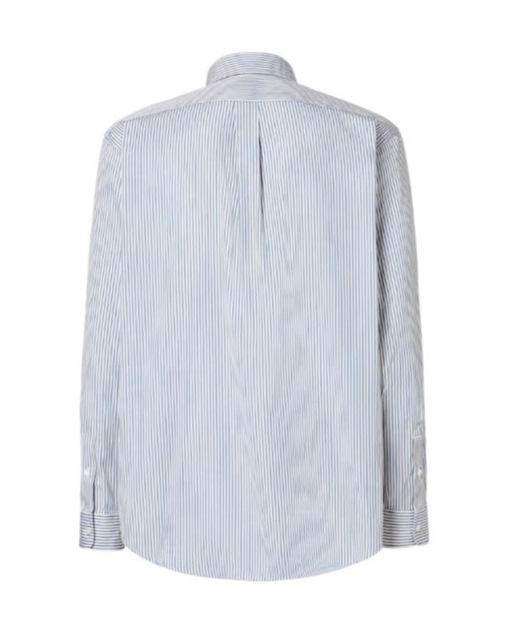 Fendi Blue Striped Buttoned Long-Sleeved Shirt for men
