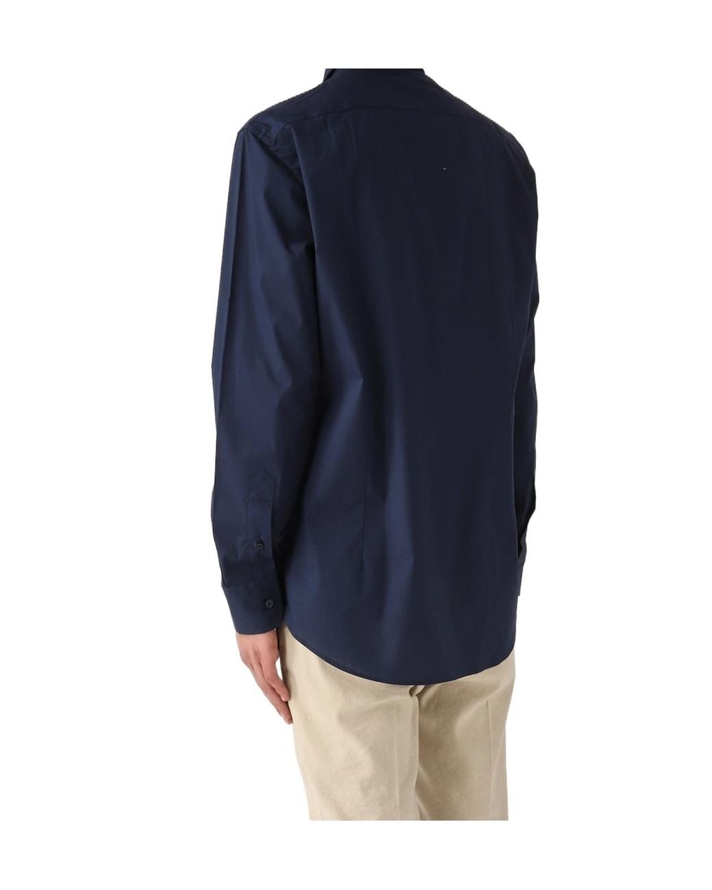 Etro Blue Pegaso Embroidered Buttoned Poplin Shirt for men