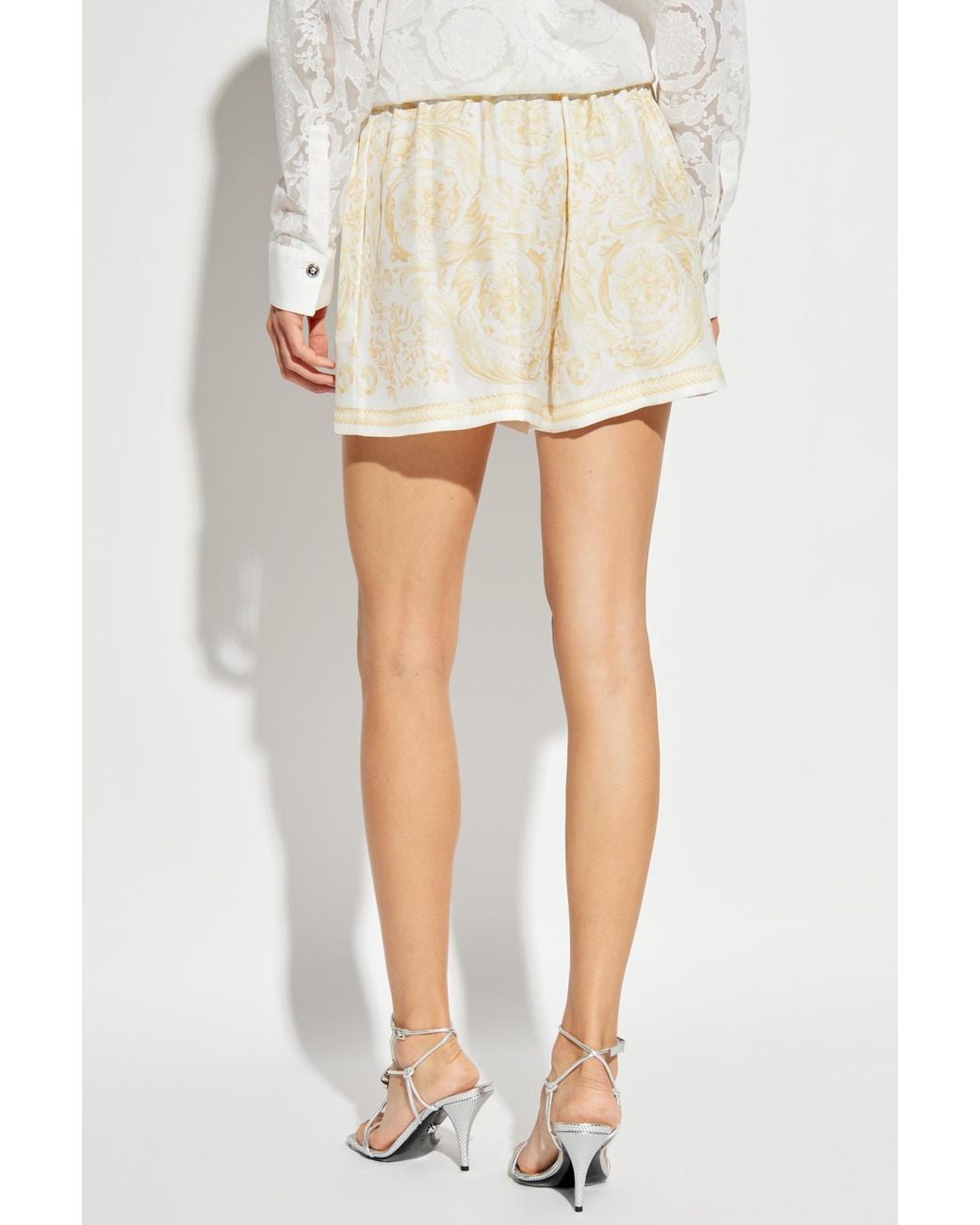 Versace Natural Pattern-Printed Elasticated-Waistband Shorts