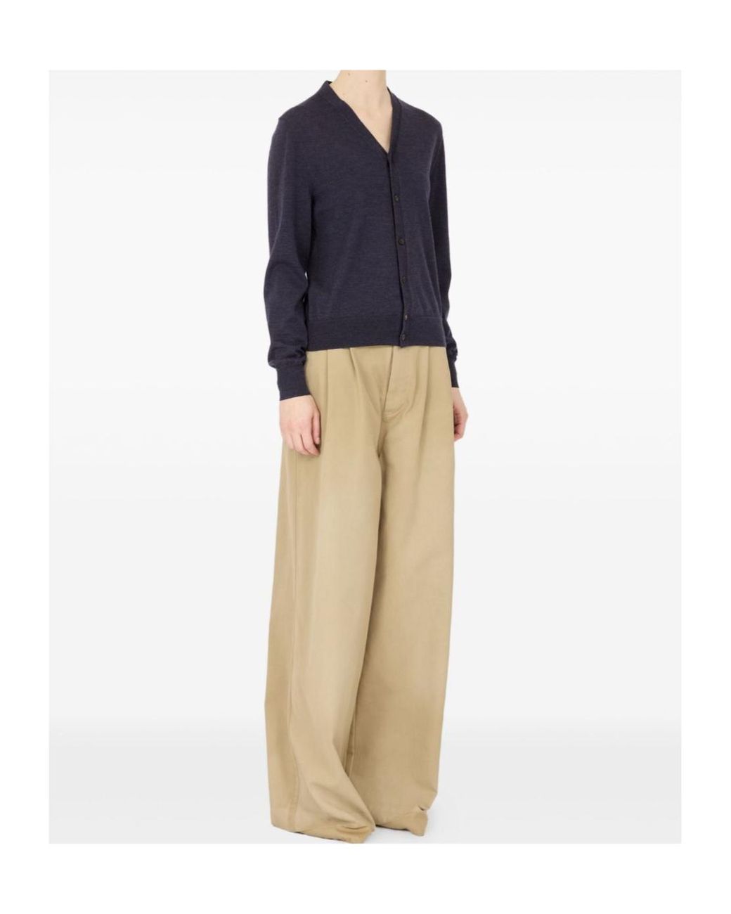 Maison Margiela Blue Button-Up V-Neck Cardigan