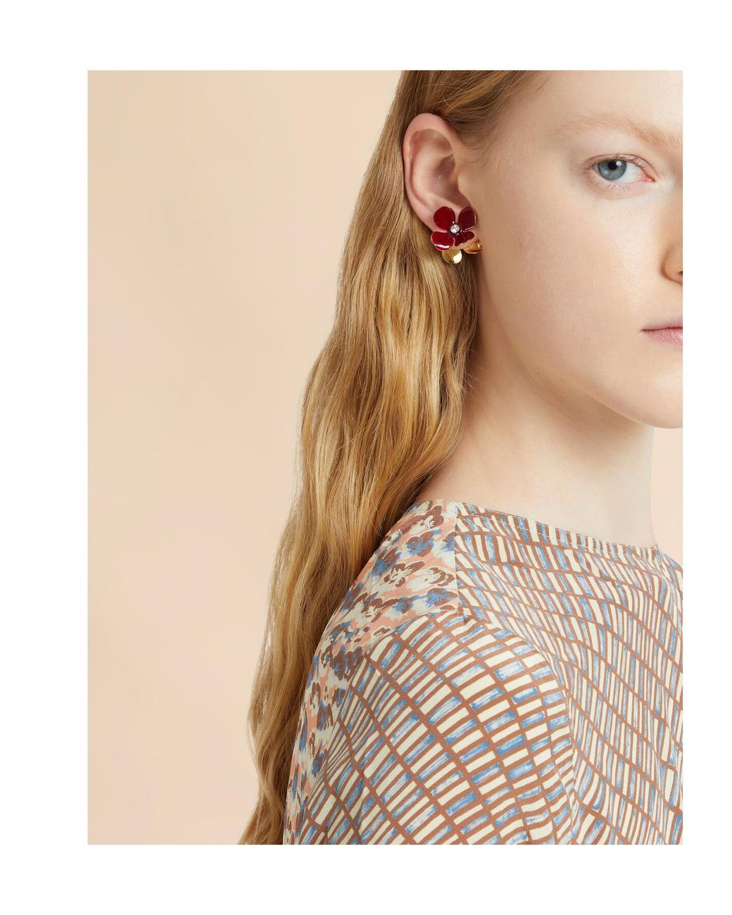 Marni Pink Embellished Floral Motif Earrings