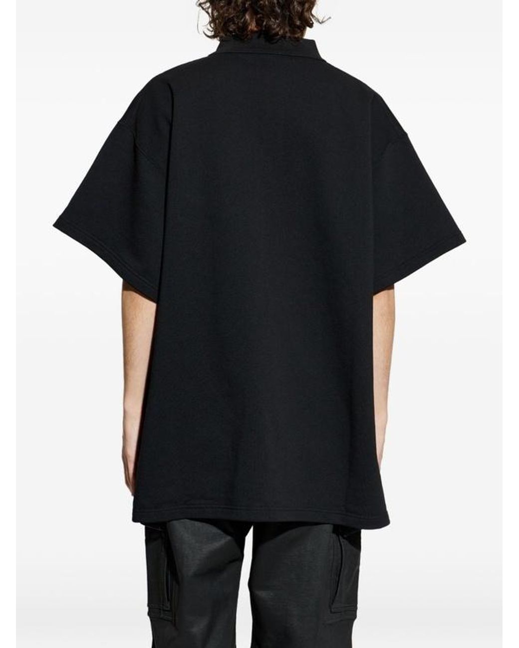 Balenciaga Black Laurel Classic Short Sleeved Oversized Polo Shirt for men