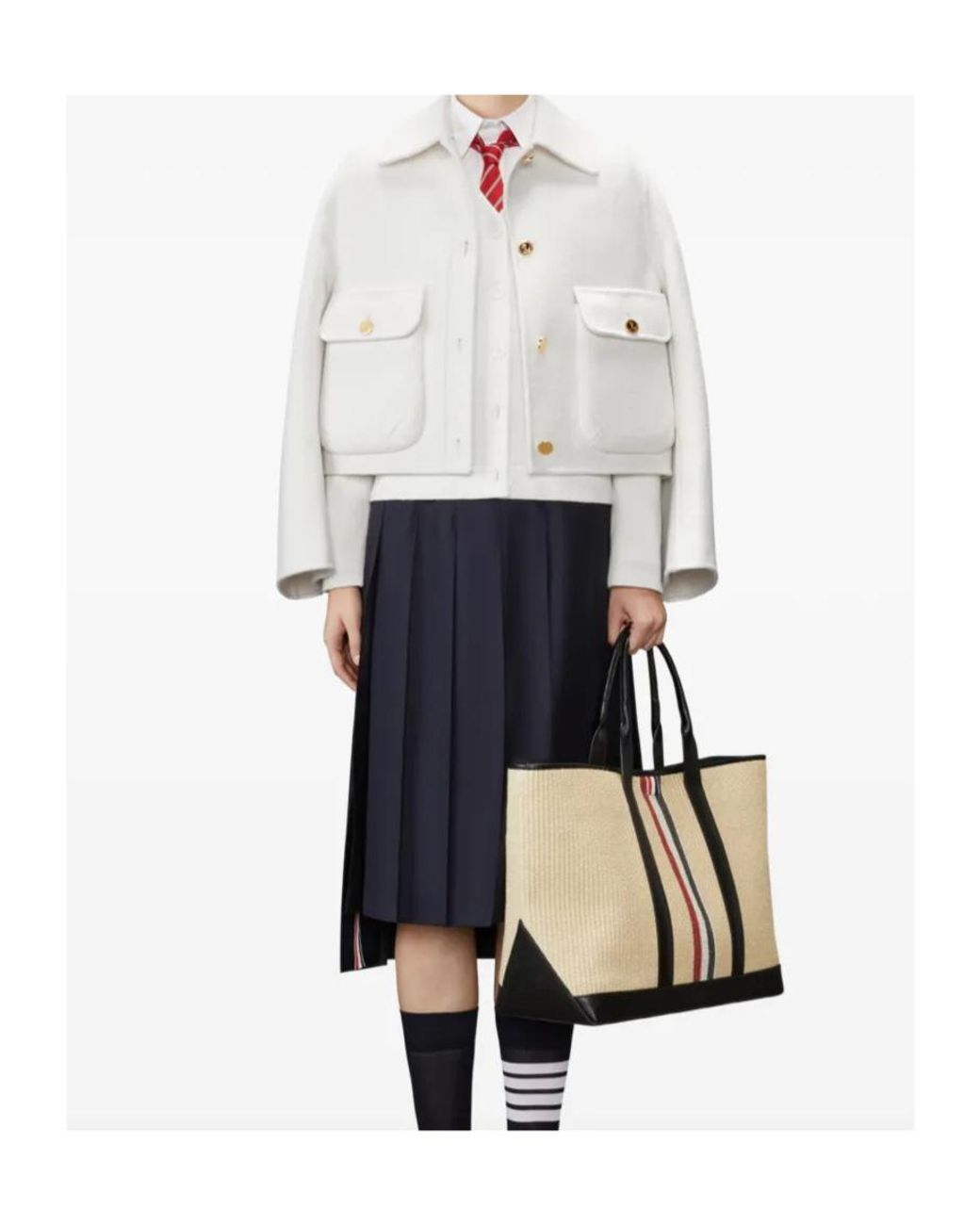 Thom Browne White Bell Sleeve Wool Jacket