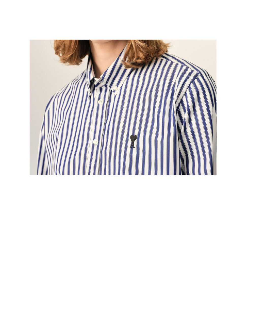 AMI Blue Ami Ami De Coeur Striped Shirt for men
