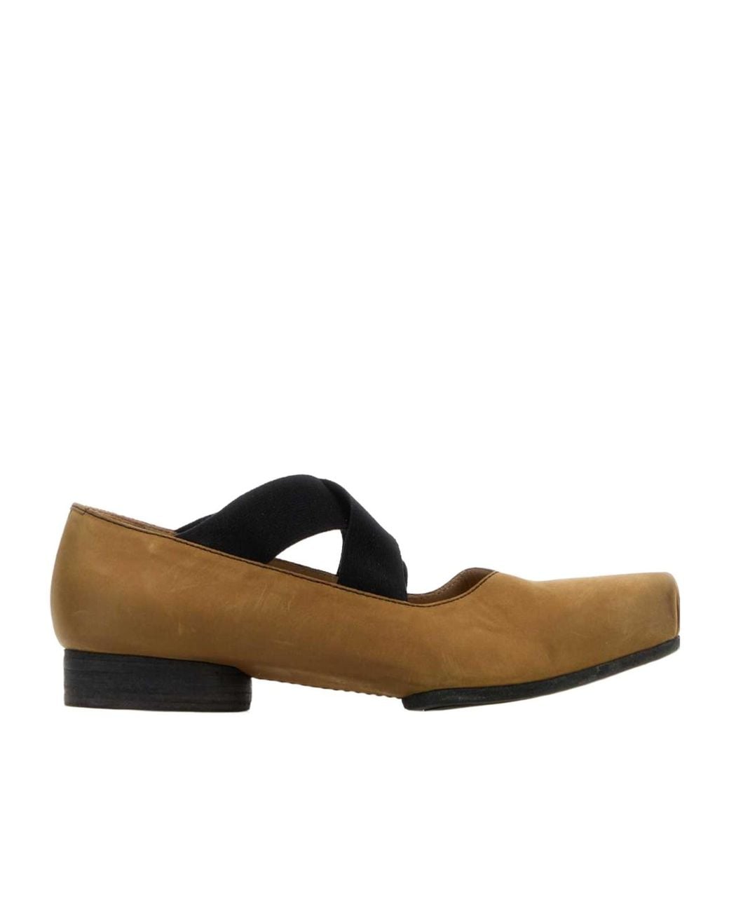 Uma Wang Brown Square-Toed Ballet Shoes