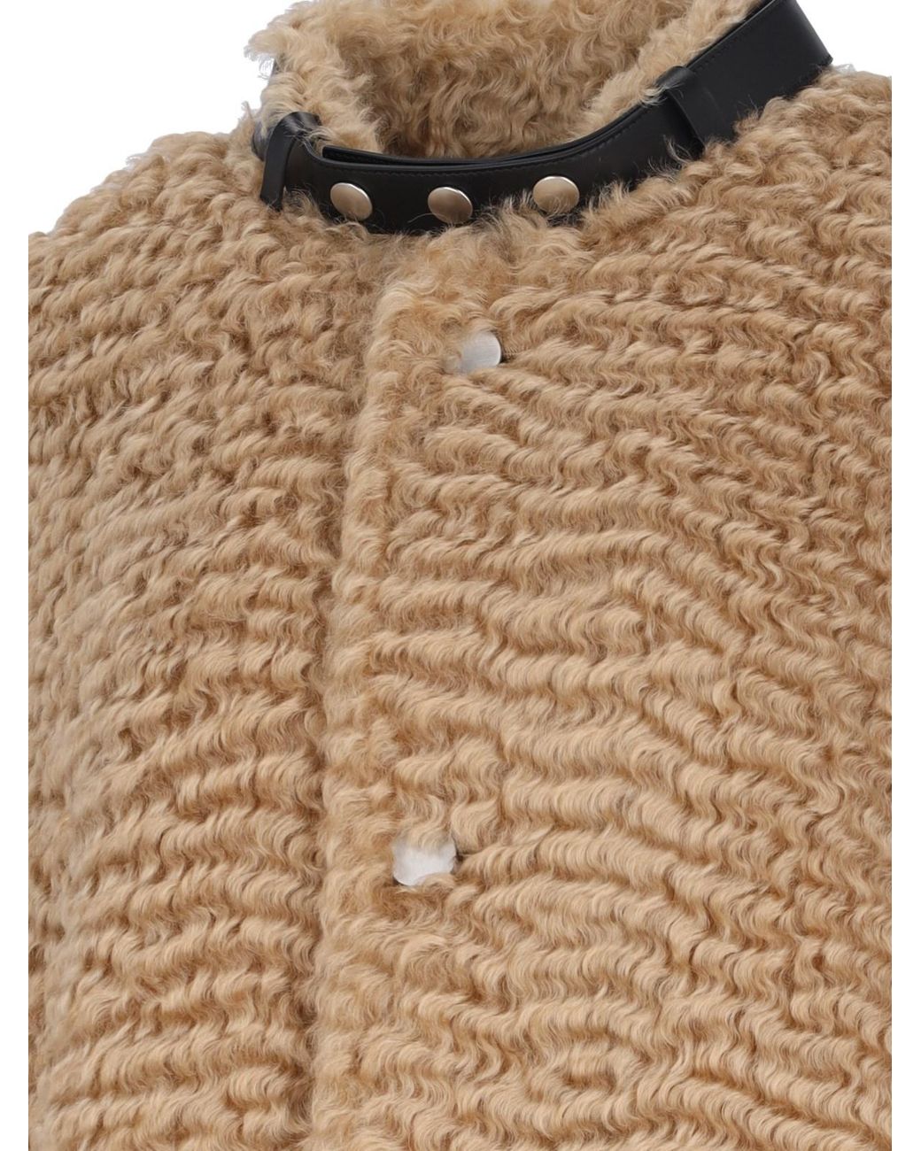 Jil Sander Natural Detachable Leather Neck Strap Calf-Length Coat