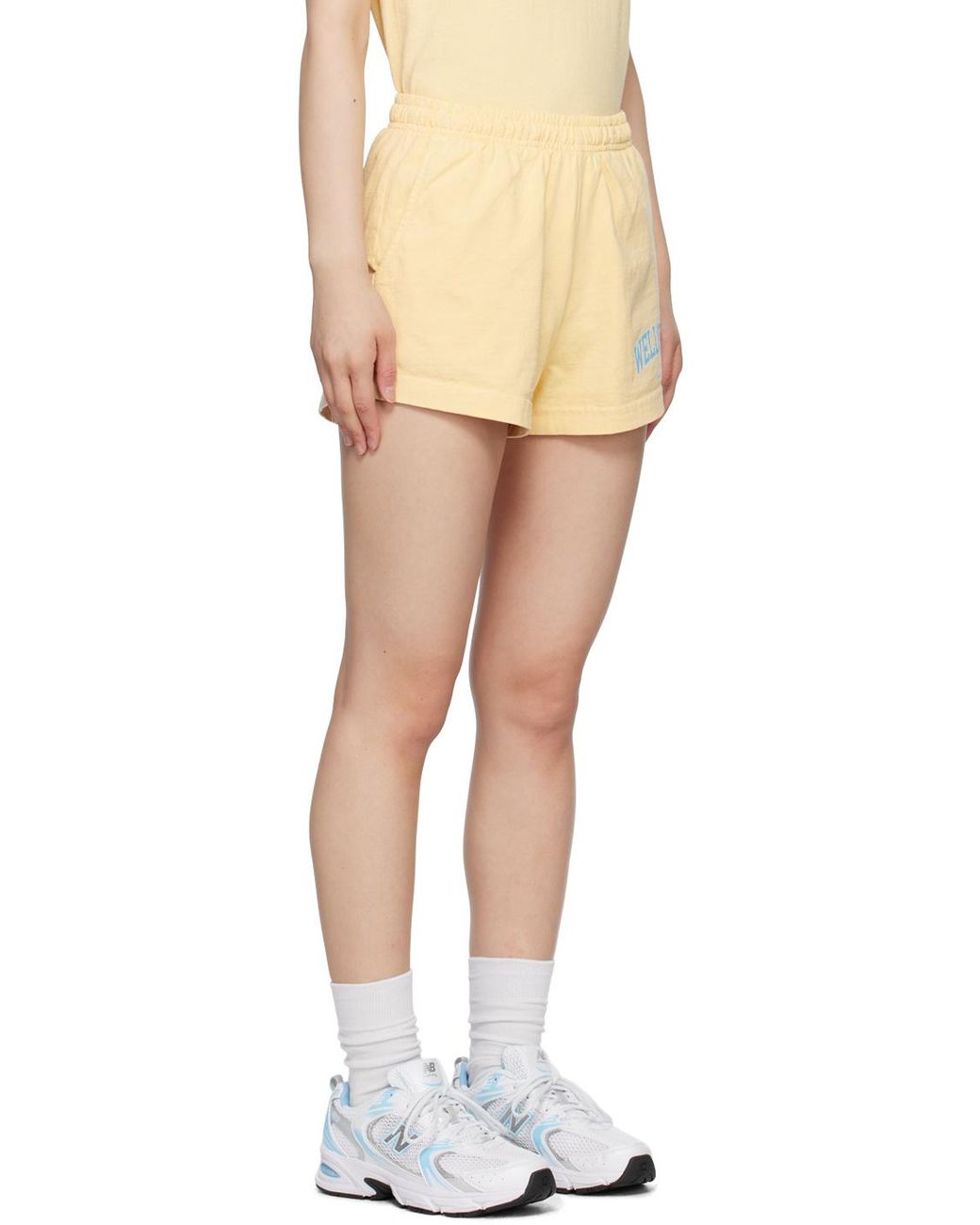 Sporty & Rich Natural Logo Embellished Shorts