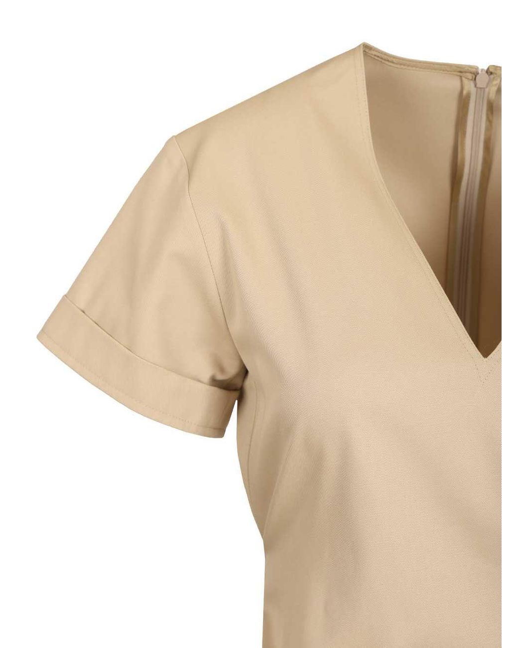 Loewe Natural V-Neck Asymmetric Belted Dress