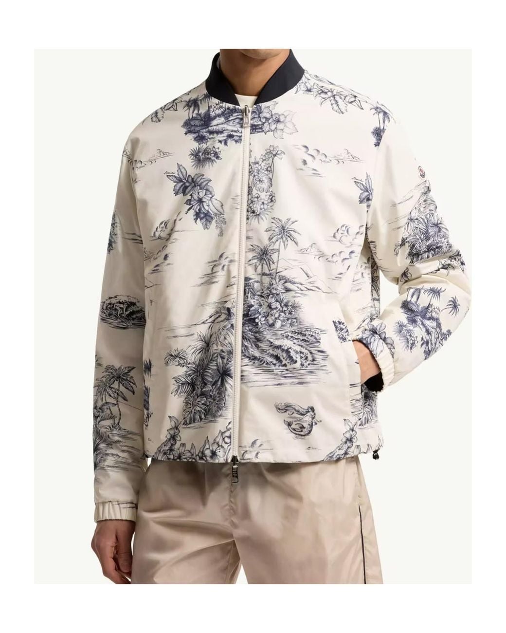 Moncler White Reversible Printed Poplin Jacket for men
