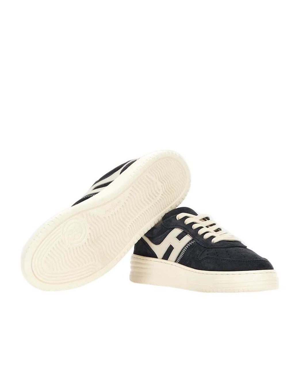 Hogan Blue Lace-Up Calfskin Shoes With Off- Accents for men