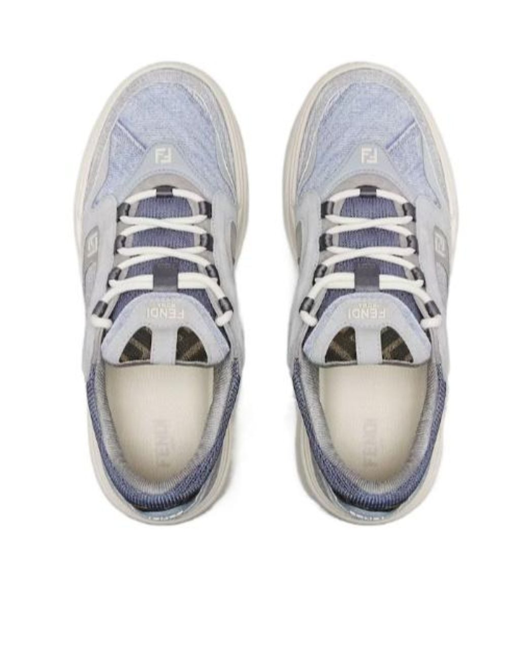 Fendi Gray Force Denim Effect Lace-Up Sneakers for men