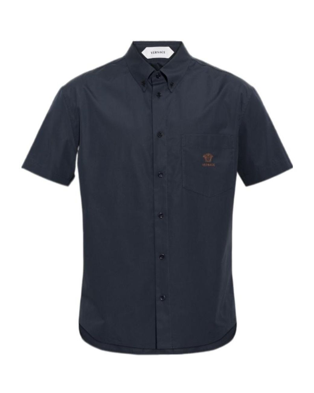 Versace Blue Logo Pocket Short-Sleeve Shirt for men