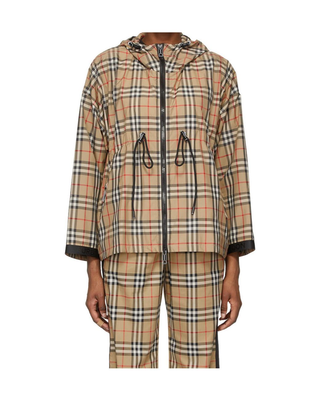 Burberry Brown Checked Drawstring Jacket