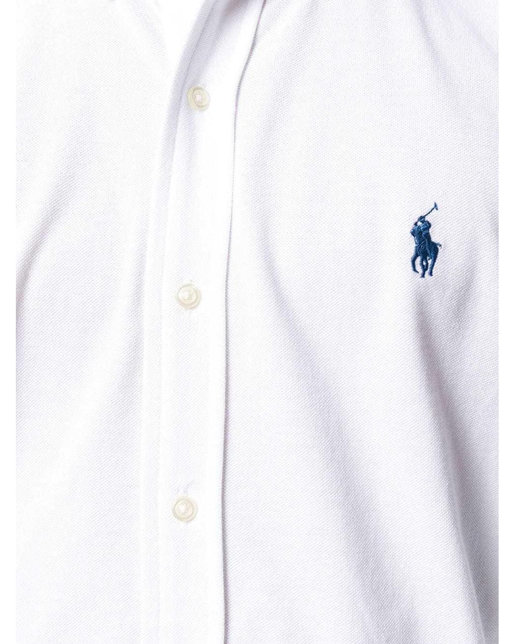 Ralph Lauren White Polo Pony Embroidered Buttoned Shirt for men