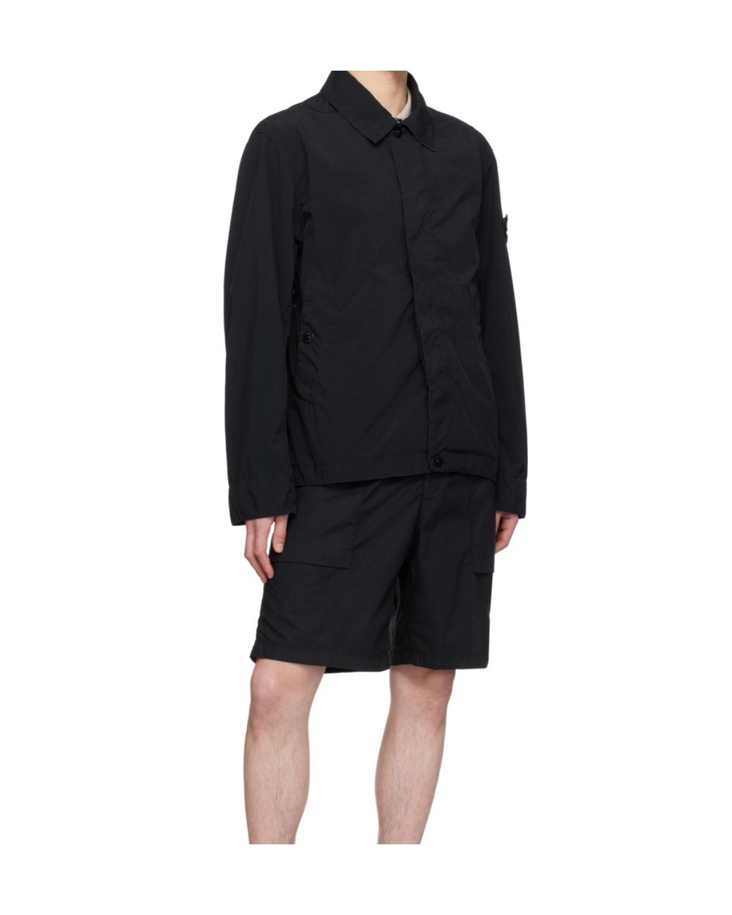 Stone Island Blue Touch Poly-Tc Logo Patch Jacket for men