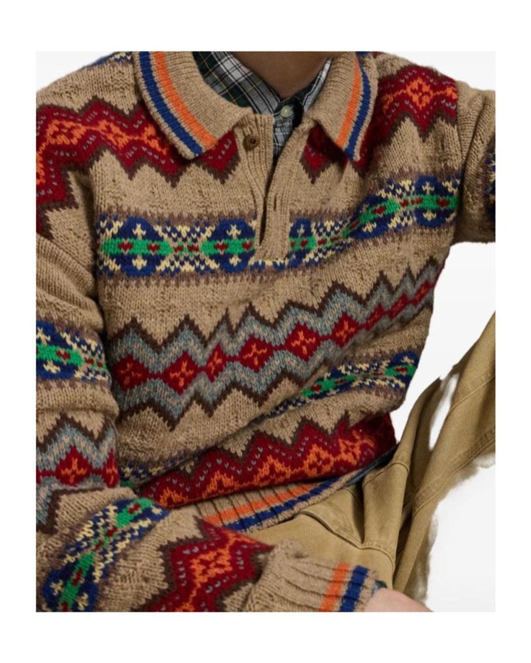 Polo Ralph Lauren Green Fair Isle Polo Knitted Sweater for men