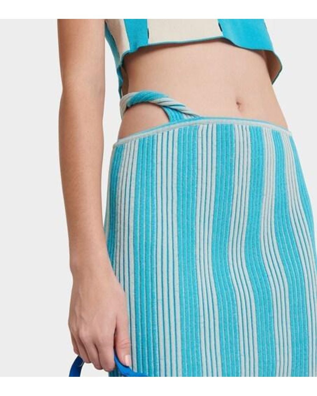 Jacquemus Blue La Jupe Gelato Striped Midi Skirt