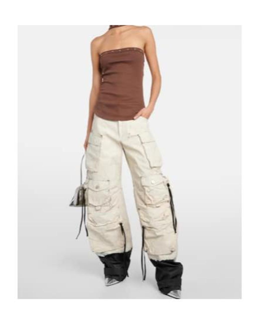 The Attico White Denim Cargo Pants
