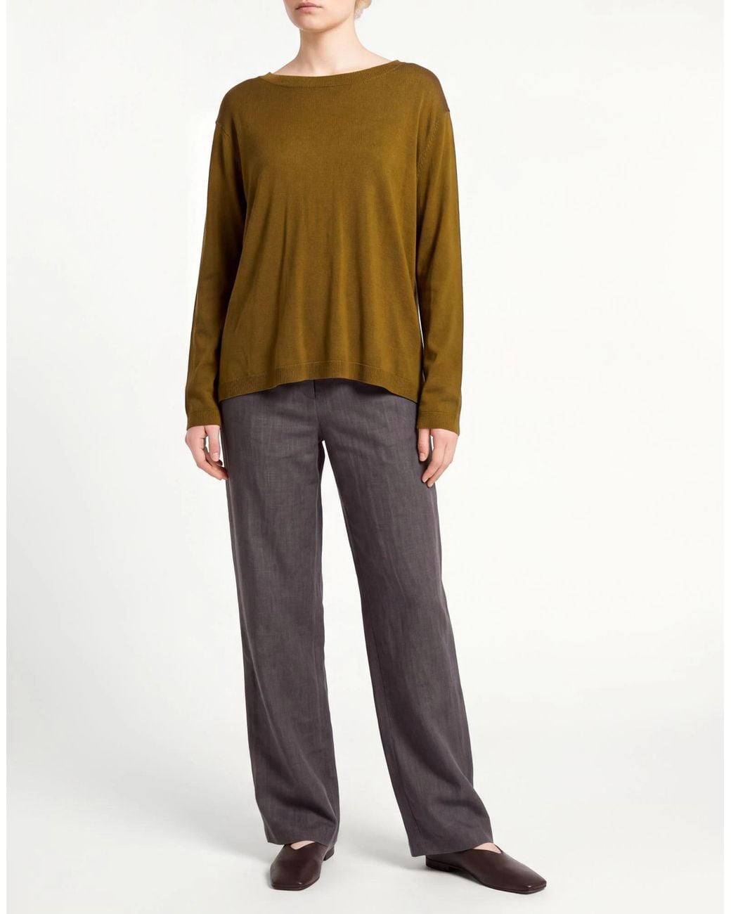 Max Mara Green Minimalist Solid Knit Sweater