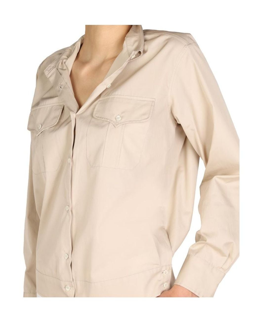 Aspesi White Pointed-Collar Buttoned Shirt