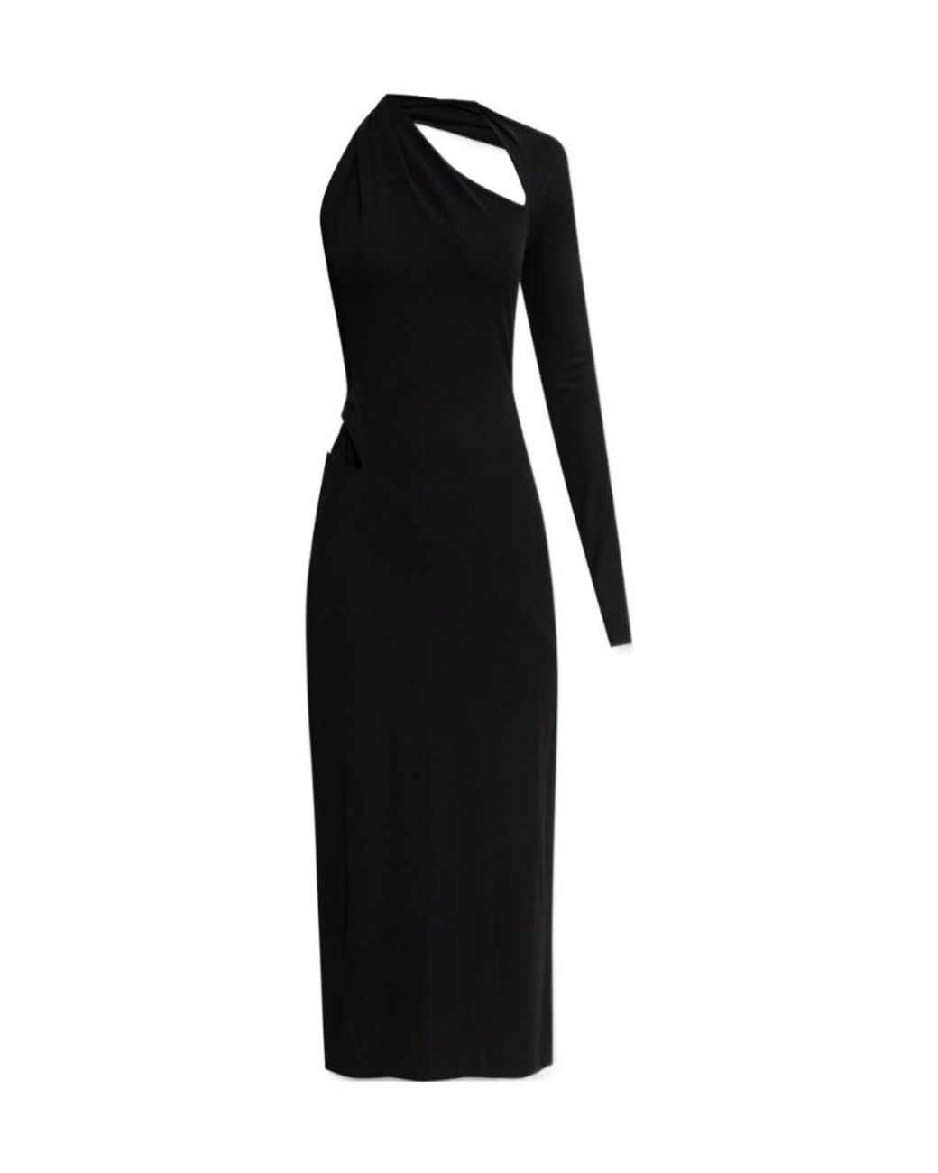Versace Black One-Shoulder Cut Out Midi Dress