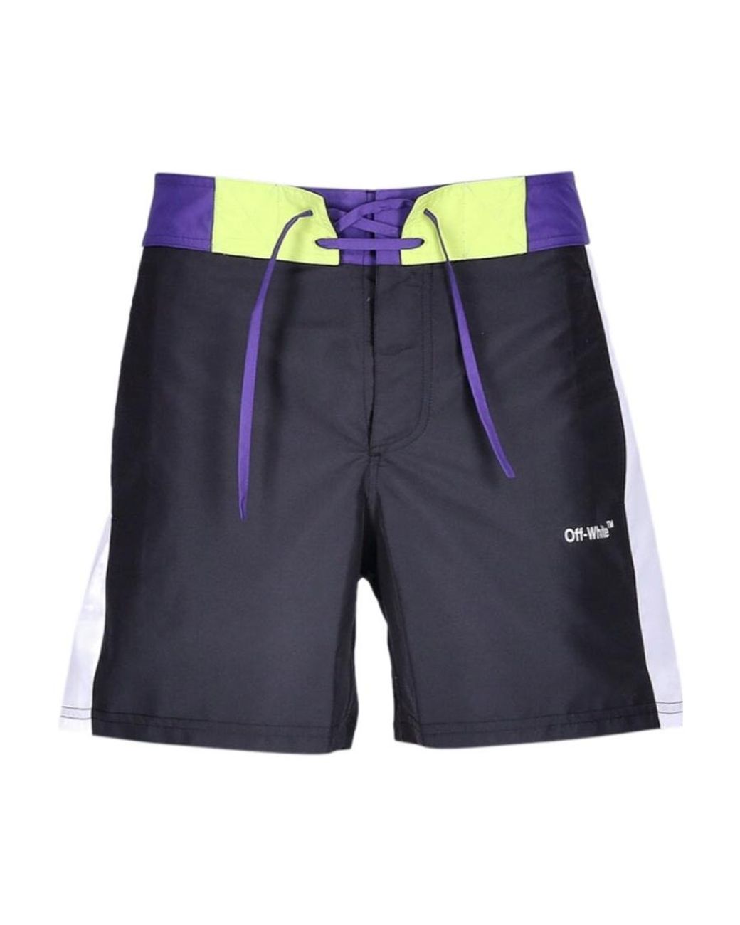 Off-White c/o Virgil Abloh Blue Logo Printed Drawstring Swim Shorts for men