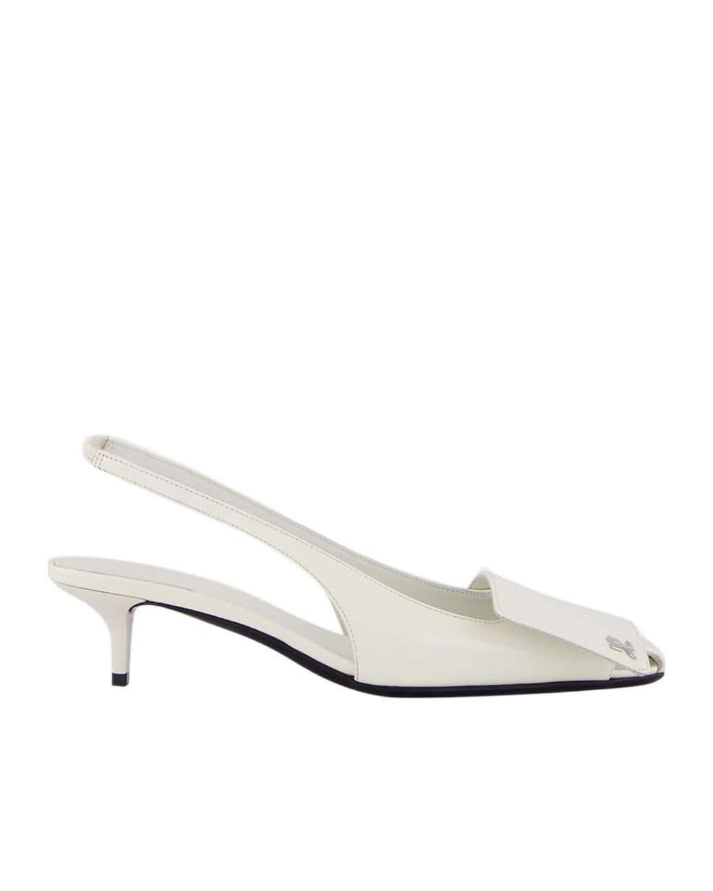 Courreges White Courrèges Fold Iced Leather Slingback Pumps