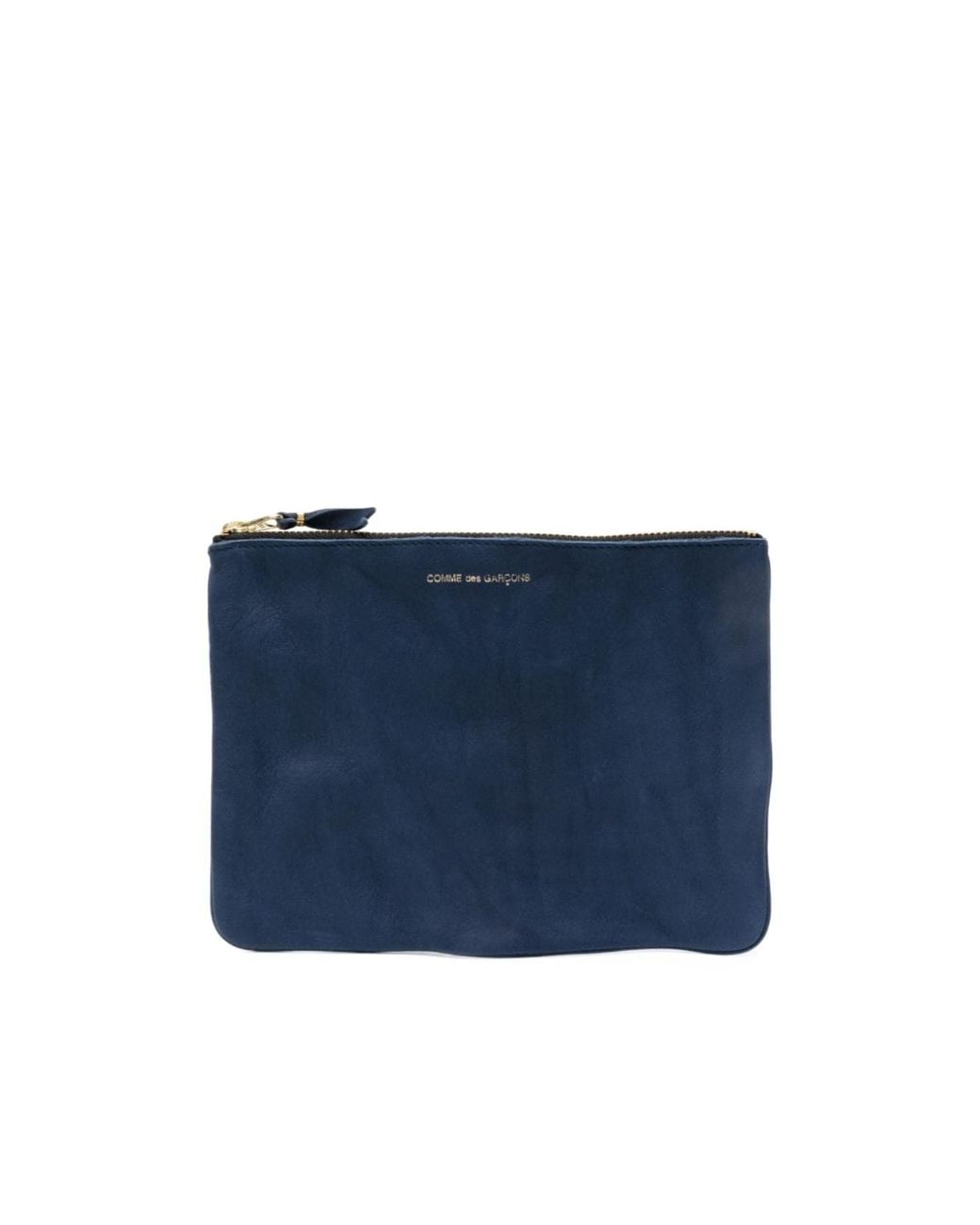 Comme des Garçons Blue Comme Des Garçons Wallet Logo Printed Zip-Up Pouch for men