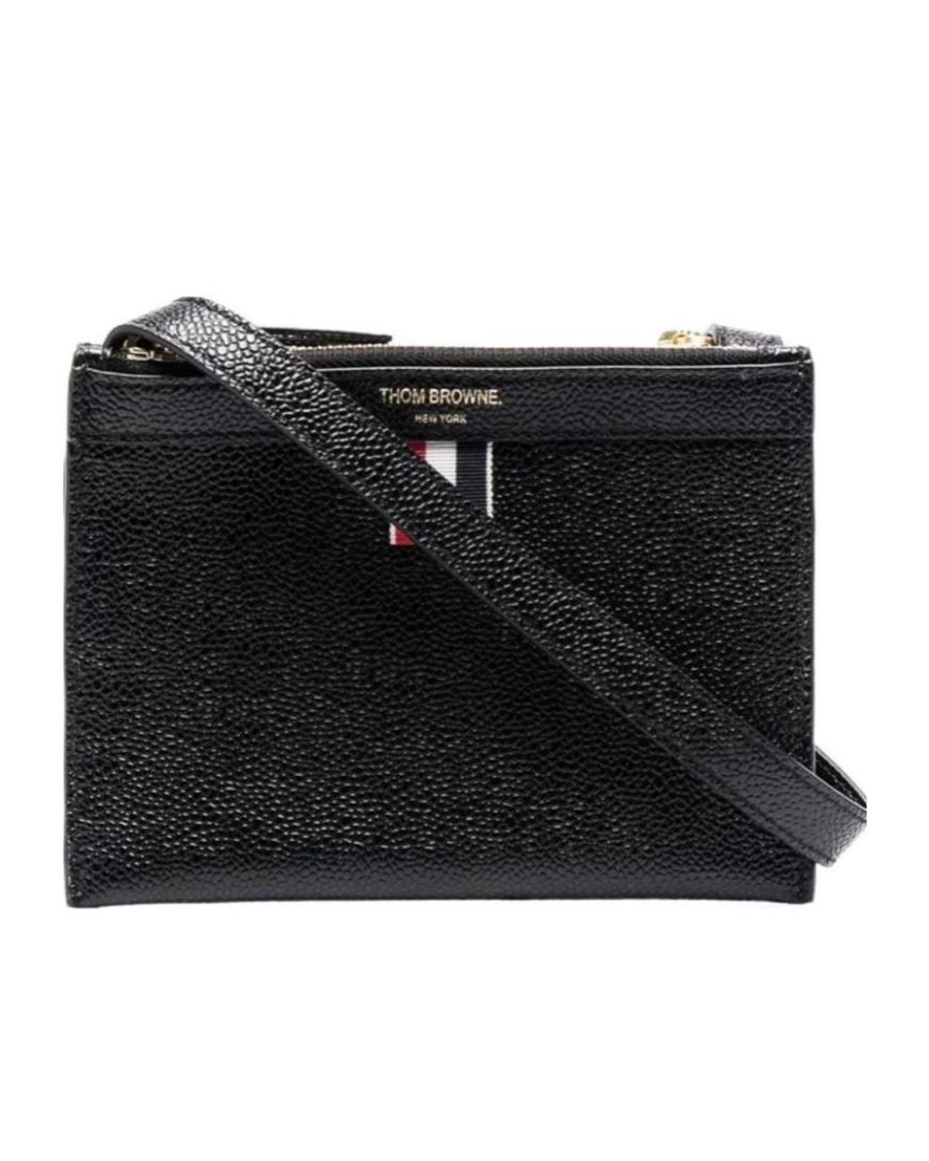 Thom Browne Black Rwb Tab Zipped Crossbody Bag