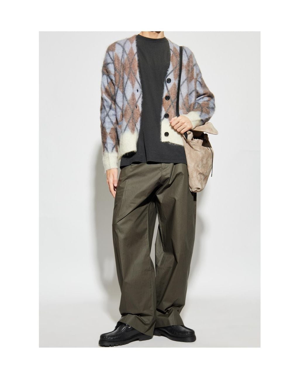 Acne Green Belted Pleated Trousers for men