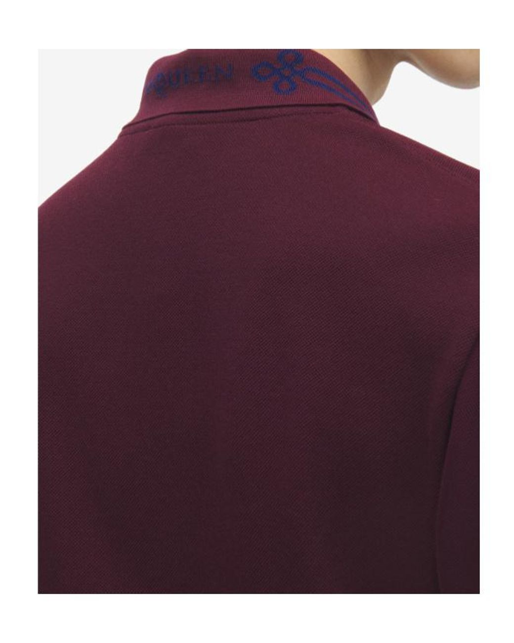 McQueen Purple Logo Collar Short Sleeved Polo Shirt for men