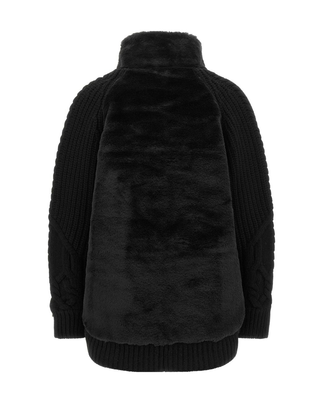 Herno Black Maglia High Neck Zip Cardigan