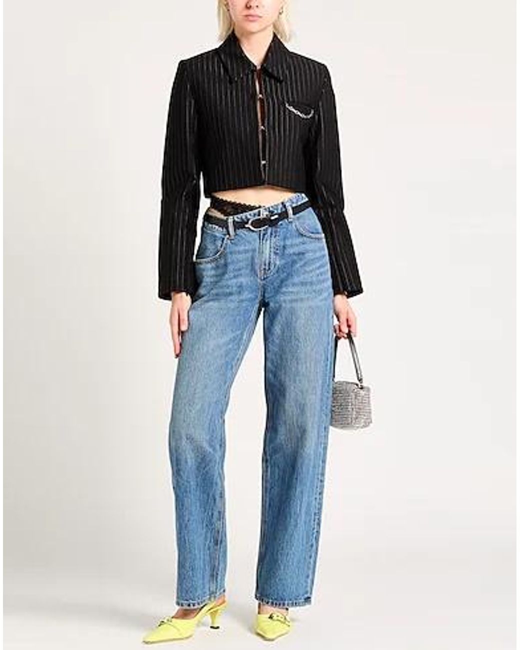 Ganni Black Slim-Fit Striped Coat